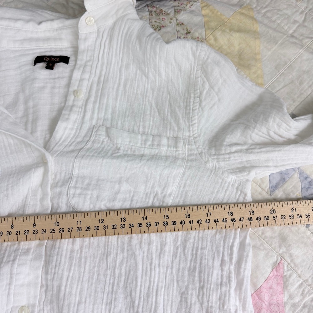 Quince White 100% Organic Cotton Gauze Long Sleeve Button Down Shirt Small - Picture 9 of 10
